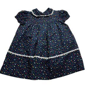 Vintage Blue Floral Handmade Toddler Dress